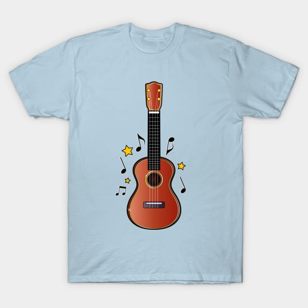 Ukulele with Notes and Stars T-Shirt by PenguinCornerStore